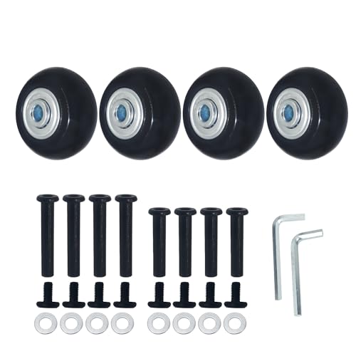 静音車輪シリーズ スーツケース、ショッピングカート、キャリーバッグなどの交換タイヤセット修理用キャスター交換 DIY修理交換キット (直径40mm 4個) ブラック