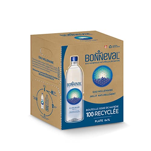 Bonneval Natural Spring Water. Mineral Water From The French Alps. 100% Recycled Water Bottles 6 Pack, 33.8 Fl Oz #TOP2