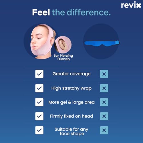 Image of REVIX Wisdom Tooth Ice Pack Wrap with 3D Sewing Design Face Ice Wrap for Jaw, TMJ, Oral Discomfort, Teeth Removal and Dental Implants, Super Snug Fit with 4 Hot Cold Packs Reusable, Pink