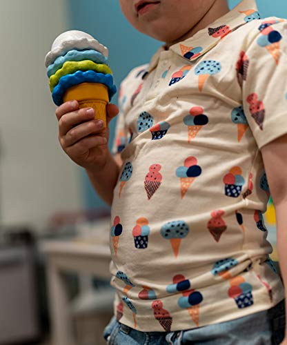 Camiseta polo orgânica de manga curta Babysoy, Ice Cream, 6-12 Months