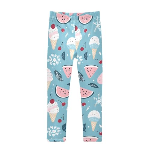 ALAZA Girls' Leggings Children's Yoga Pants Skinny Printed Dance Ice Cream Watermelon Comfortable 4T