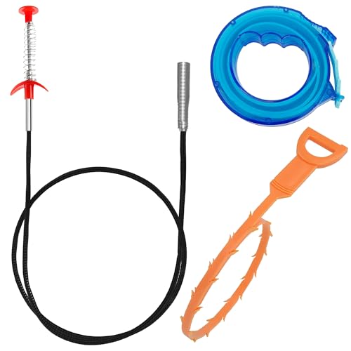 GAEVAZ® Desatascador Tuberias Profesional | Cable Desatascador Tuberías Flexible | Kit 3 Piezas ideal para Ducha, Fregadero, Lavabo y Bañera (Kit Desatascador)