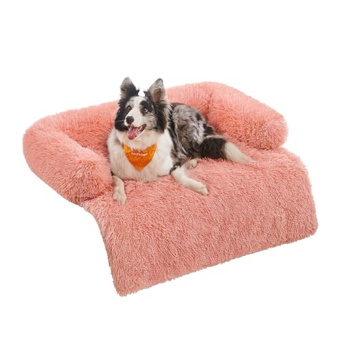 Feandrea FluffyHug Cama para Perros, Tela de Felpa, Alfombrilla, Funda Protectora para Sofá, Talla XL, para Perros Medianos y Grandes, 110 x 95 x 18 cm, Rosado PGW223R01