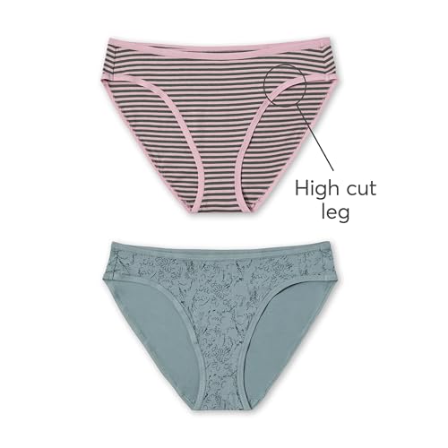 Image of Pact Women's Organic Cotton Bikini Underwear, Classic Fit Panties with High Cut Leg