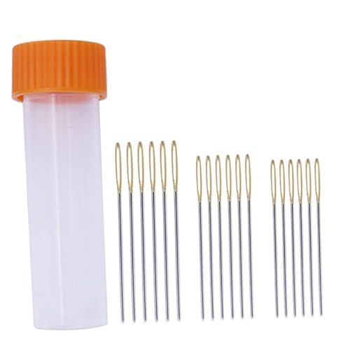 SEWACC 18-Piece Golden Tail Needle Set Large Hole Cross Stitch Needles Ideal for and Decorative Projects