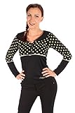 mit Spitzenborte verziert SugarShock Damen Rockabilly Polka DOTS Longsleeve 139877790 Schwarz S