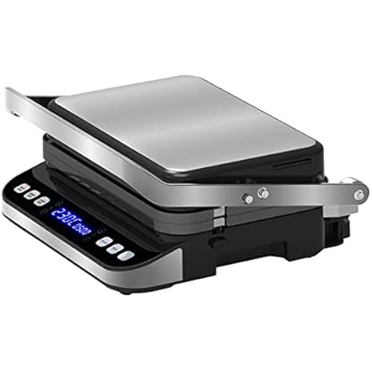 Rosenstein & Söhne Sandwichtoaster: Digitaler Panini-, Sandwich- & Kontaktgrill, Timer & Memory, 2.000 W (Griller, Plattengrill, Grillspiesse) – Bild 5