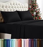Utopia Bedding Queen Sheet Set – 4 Piece Bed Sheets for Queen Size Bed, Soft and Breathable Microfiber, Includes 1 Fitted Sheet, 1 Flat Sheet and 2 Pillowcases (Black)
