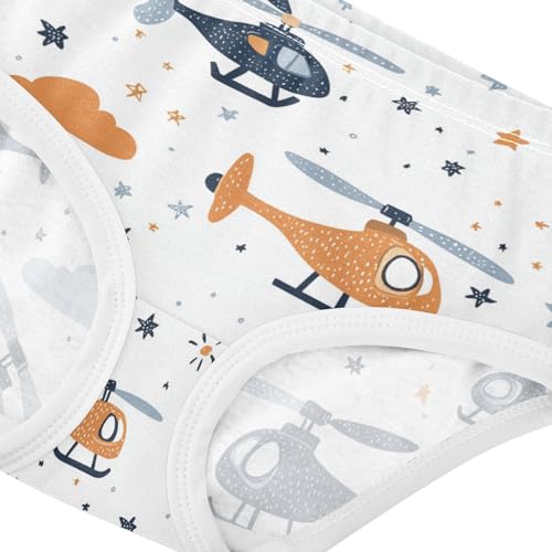 Wusikd Cute Helicopters Girls' Underwear Cotton Clouds Stars Blue Grey Girls Briefs Soft Toddler Underwear 2T4