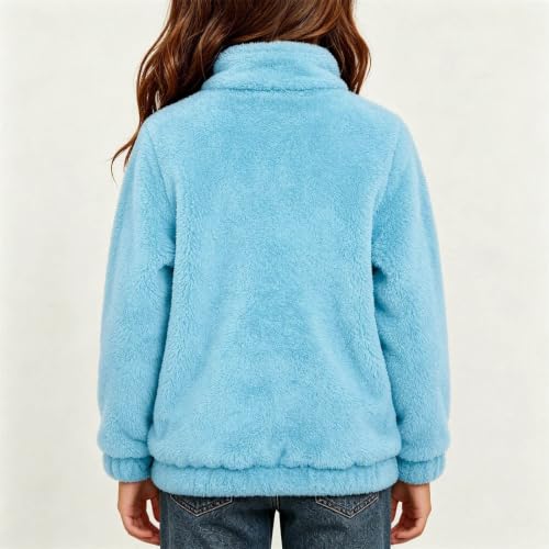 Girls Fuzzy Fleece Pullover Hoodies Half Zip Long Sleeve Sweatshirt | Soft Warm Fuzzy Fleece Half Zip Pullover with Kangaroo Pocket, Fall Winter Outfits for School Lounge Outdoor - image 4
