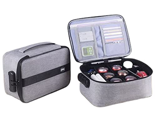 印鑑ケース 法人用 個人用 印鑑 一括収納 印鑑保存袋 ケース ダイヤルロック式 手提げ トラベルポーチ ガジェットポーチ カード 貴重品 収納ポーチ 防犯 防災 旅行 出張 便利グッズ 内部仕切り調整可能 撥水 防傷素材 255*180*105mm (グ