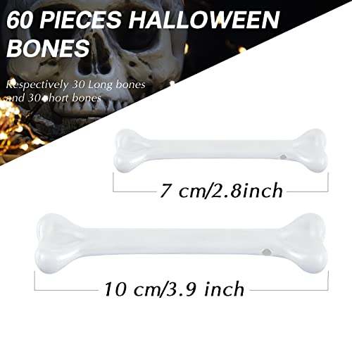 60 huesos de plástico para decoración de Halloween miniatura 3