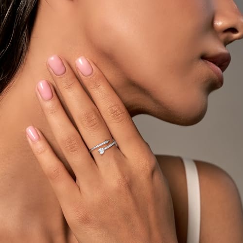 925 Sterling Silver Rings for Women Green Cubic Zirconia Stackable Rings Thin Bands Adjustable Silver Rings Wedding Bands3