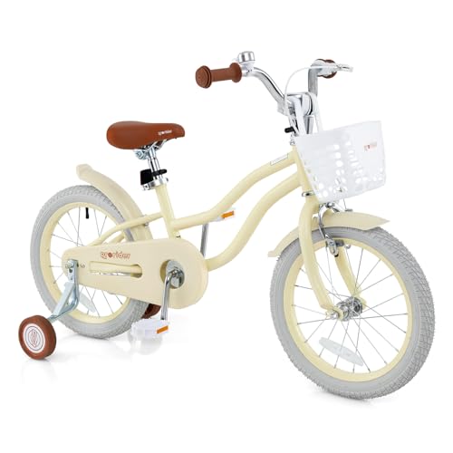 Image of BABY JOY Kids Bike, 12 14 16 18 20 Inch Boys Girls Bike w /Removable Basket | Kids Bicycle with Adjustable Seat & Handlebar, Handbrake & Coaster Brake, Training Wheels or Kickstand (Multi-Color Choices)