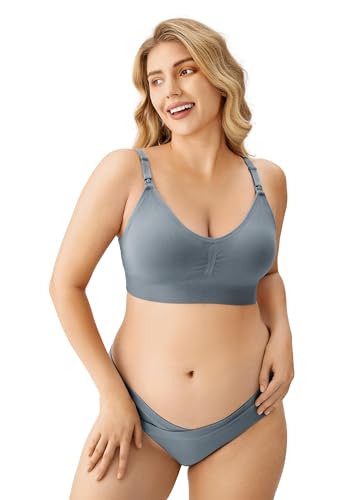 Image of HBselect Women Maternity Bras 5 Pack Nursing Bras for Breastfeeding Seamless Pregnancy Sleep Bralette with Extra Extenders