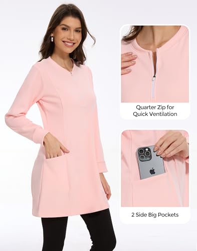 M MOTEEPI Sweatshirt Dress Fleece Lined Quarter Zip Long Sleeve Warm Thermal Fall Winter Dresses with Pockets3