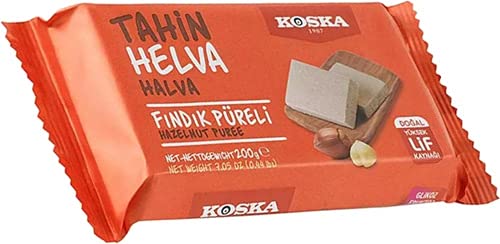 Miniatura 6 de "NUEVO" importado Natural Tahini Halva, puré de avellana, Halva turca, postre Halva, Tahini Halva, Halva, por Koska 200 Gr 7 Oz Halal         El