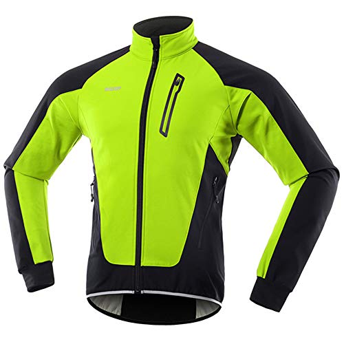GITVIENAR Fietsjas voor heren, winddicht, waterdicht fietsjack met fleece, warme reflecterende fietskleding voor de winter, thermische jas met lange mouwen voor fietsen, joggen en wandelen - Image 3