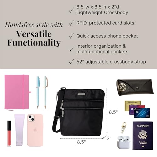 Baggallini Essential Crossbody Bags for Women 9x8 Organized Lightweight Washable Nylon Travel Handbag Purse w/RFID Protection4