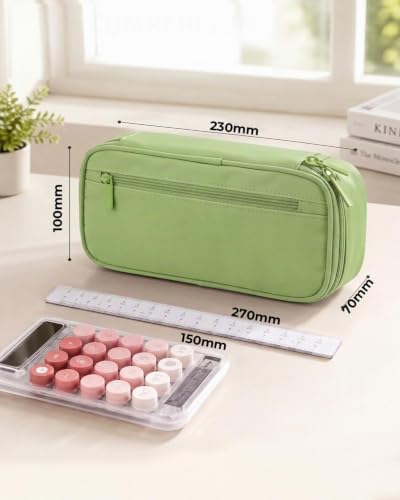 WEMATE Trousse de Rangement Grande Capacité – Organisateur 5 Compartiments pour Stylos et Marqueurs – Indispensable Étudiant, Professeur et Université Vert pastel – vue 2