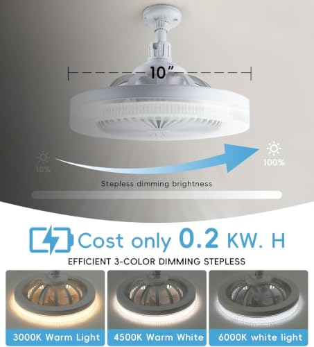 Ventilador de techo con luz LED E27 silencioso y mando para techos bajos 4
