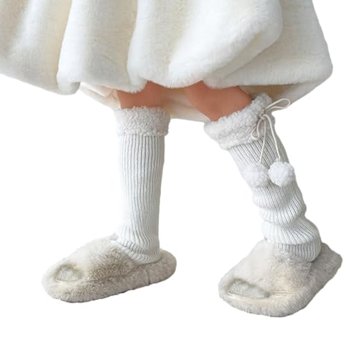 Fashion Leg Warmers for Little Girls Knee High Socks for Dress Toddler Slouchy Lace Up Bowknot Socks Thick Warm Leggings3