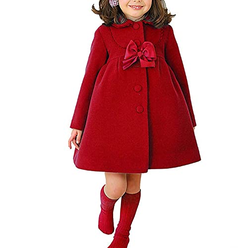 Little Girl 3-11 Years Bowknot Dress Coat Outer Wear Winter Woolen OverCoat
