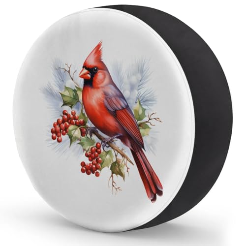 Image of Spare Tire Cover for RV Trailer, Cardinal Holly Tire Covers Universal Fit for Travel Trailer Camper Jeep RV SUV Truck Waterproof Wheel Cover (16 inch for Diameter 29 inch - 31 inch),A-1133