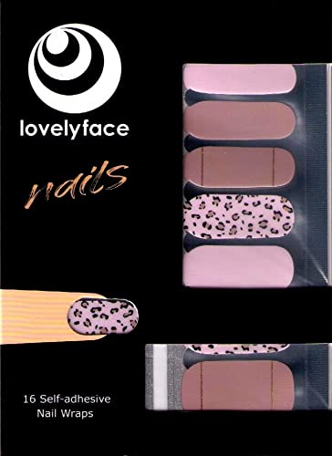 Lovelyface Nails - Lot de 16 autocollants à ongles fins et longue durée - Autocollants pour ongles, bandes de vernis à ongles - Non toxiques (Leo) Cover
