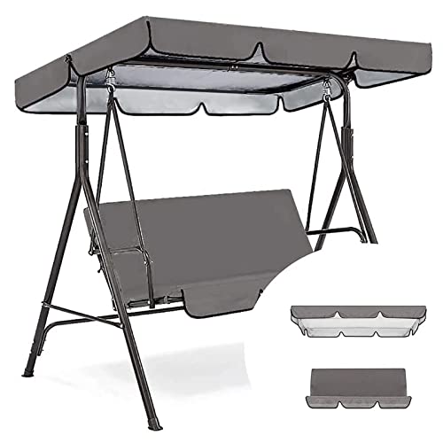 Toit de Rechange pour Balancelle de Jardin Imperméable et Coussin Toit de Balancelle 2 3 Places Ensemble de Toit et Housse De Siège Toile de Rechange pour Parasol Résistant UV et Pluie