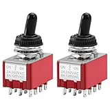 Heschen Interrupteur à bascule miniature MTS-403, ON-OFF-ON, 4PDT, 12 broches, 2A 250V, 6...