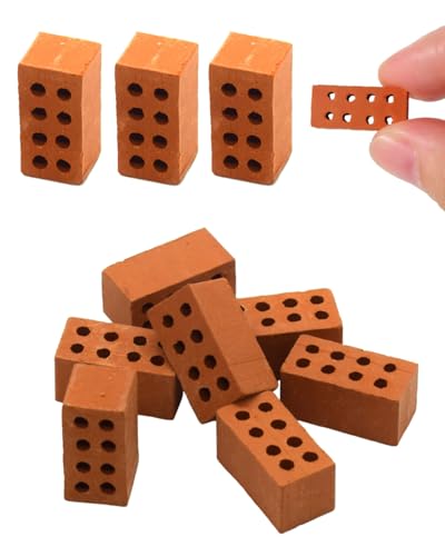 HSIXHAF 50 pcs Ladrillos en Miniatura Mini Ladrillos Pequeños para Construcción Ladrillos para Maquetas y Micro Paisaje Bricolaje Casa de Muñecas Decoraciones, 0,79 x 0,39 x 0,4 Pulgadas