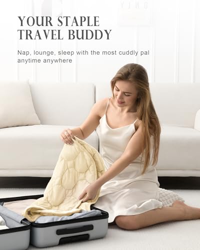 Image of Cottonblue Weighted Lap Blanket Pad 5 lbs 29 inch x 33 inch, Cozy Luxury Crystal Velvet Weighted Blanket for Adults Teens, Small Weighted Blanket Throw All Season for Travel Relaxation Sleeping, Beige