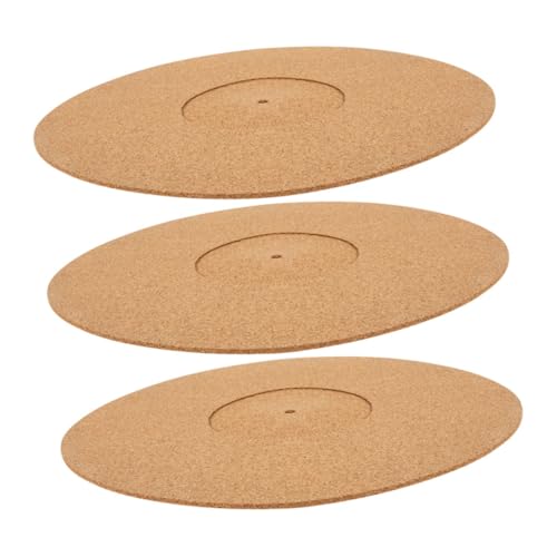 HOODANCOS Static Record Player Mat 3pcs Cork Turntable Mat Platter Vibration Reduction Slipmat for Records