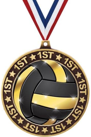 2.75" 1st Place Volleyball Shadow Medal Award, Gold Trophy Medal Prime