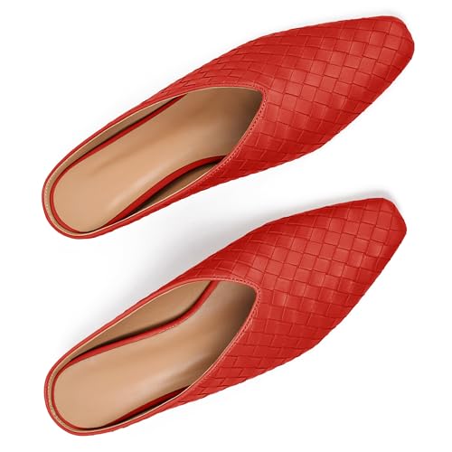 Image of Woven Mules for Women Slip on Comfortabke Metallic Slides Ladies Trendy Square Toe Hidden Wedge Mules