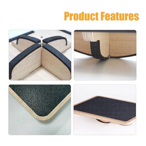 Image of Adult Professional Wooden Balance Board - 350 lbs Non-Slip Balance Board Design, Suitable for Physical Therapy and Under-Desk Use, 2 Simple Setup Methods, Durable and Stable Wooden Board