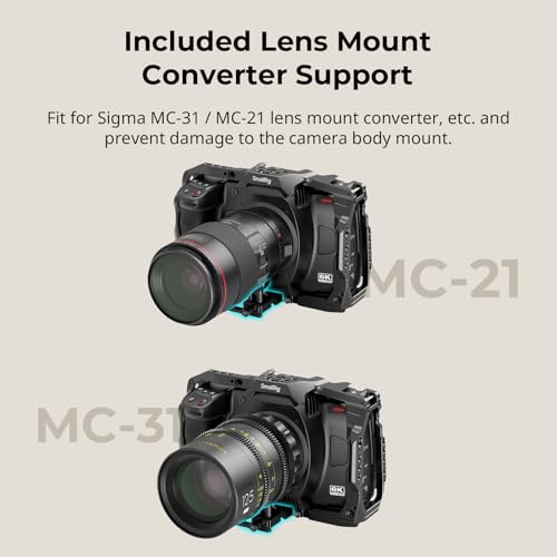 SMALLRIG Cage para Blackmagic Design Cinema 6K, Jaula Completa/Media con Soporte Convertidor de Montaje de Lente Incluido, Antideflexión, Antiarañazos, Múltiples Puntos de Montaje Incorporados - 4785 - imagen 4