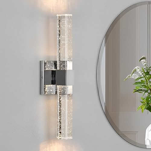 YOOCHUENG Wall Lamp Crystal Modern, Art Deco with Three-Colour Lighting
