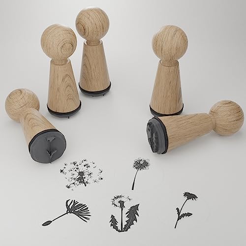 13gramm Pusteblume Stempelset - Naturinspiriertes Stempeln mit magischen Motiven für DIY, Scrapbooking, Briefmarken uvm. - Gummi, 5 cm, Rund
