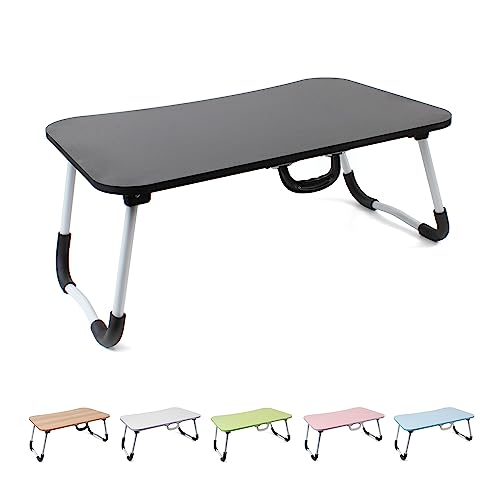 Bandeja para Desayuno - Mesa Plegable para portátil - Bandeja abatible - Mesa pequeña para Ordenador Dormitorio salón Comedor, Cama de Madera (60 x 40 x 27 cm) (Negro)