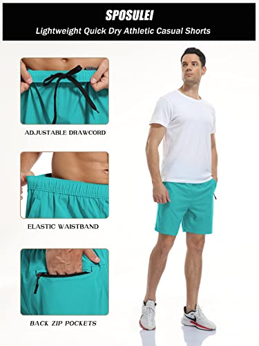 Image of SPOSULEI Men's Athletic Hiking Shorts Water Resistant Quick-Dry Lightweight Outdoor Sweat Shorts with Zipper Pockets