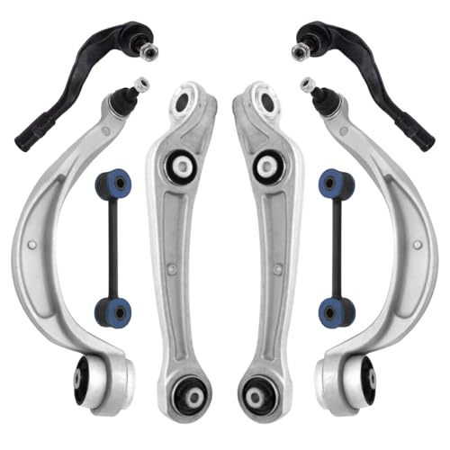 Image of Detroit Axle - 8pc Front End Kit for Audi A4 A5 Quattro Allroad Q5 RS5 S4 S5 Macan, 2 Lower Forward Control Arms 2 Lower Rearward Control Arms with Ball Joint 2 Sway Bars 2 Outer Tie Rods Replacement
