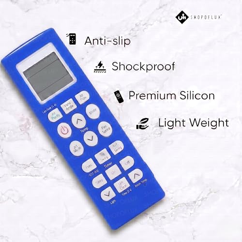 Image of SHOPOFLUX Silicone AC Remote Cover Compatible with LG AC Remote Full Wrap Protective Case with Lanyard [Remote NOT Included] (Blue)