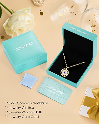 Louisa Secret S925 Sterling Silver Necklace Gifts For Wife, 18K Gold Plated Compass Jewelry Graduation Gifts For Women Wedding Anniversary Birthday Gifts For Her Girlfriend, Girls Necklaces For Daughter Valentines Day Christmas Day #TOP5