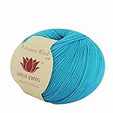 Lotus Yarns 5 Balls Autumn Wind Cotton Cashmere Blend Knitting Yarn Fingering Weight Crochet Yarn for Garments Soft Baby Clothes(30- Sky Blue)