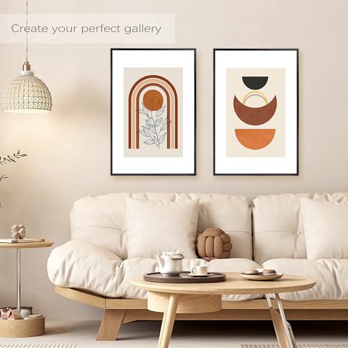 Image of Golden State Art, 16x24 Picture Frame Set of 3, Black Thin Border, Display Photo 12x18 with Mat or 16x24 Without Mat, Poster Frame for Wall Hanging Horizontal and Vertical