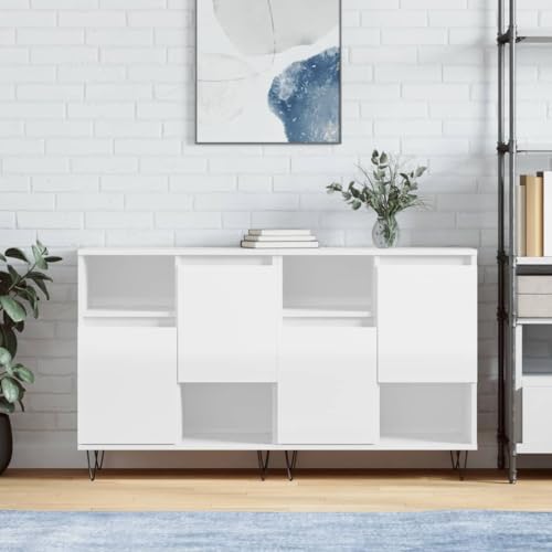 Lalfkkii Aparador tipo buffet de 2 unidades moderno, mueble de entrada, decoración de interiores, armario portaobjetos para salón, dormitorio o cocina, diseño sencillo y práctico, blanco brillante,