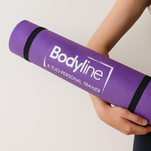 Bodyline Tapis d'entraînement Pilates, yoga et fitness avec bandes élastiques et bandoulière - tapis pour l'entraînement à domicile et en salle de sport - épaisseur 0,4 cm - dimensions 173 x 61 cm – Image 6