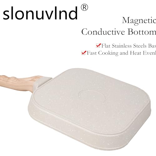 SLONUVLND Nonstick Griddle Pan for Stove Tops,7.3In Grill Pan for Indoor Cooking & Outdoor Grilling,Square Frying Pan,Grill Skillet for All Stoves(Gas,Electric,Induction) - Thumbnail 4